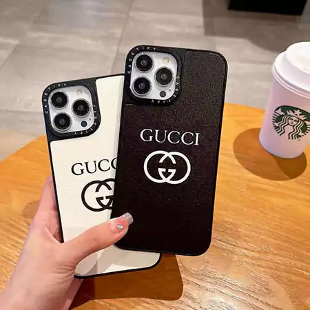 高级ブランドGucci iphone 15 レザー白黒薄型ケース   ファッションブランドロゴGucci iphone 16レンズ保護スマホケース全機種対応