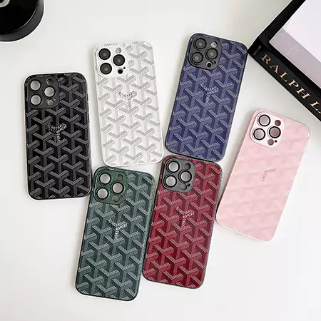 goyard iphone15/15promaxガラスケース モノグラム 亮面 防水 ブランドロゴ アイフォン16 16pro ケース