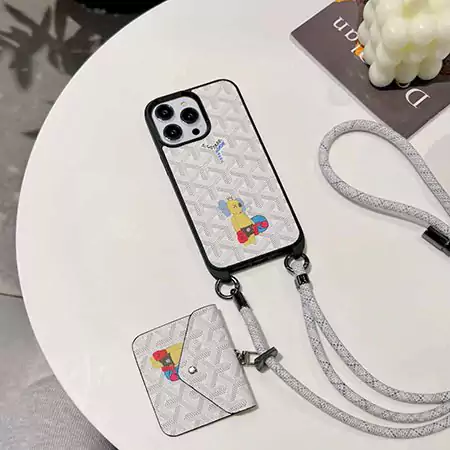 goyardブランドロゴiphone 16 携帯ケース、イヤホンケースセット/ゴヤール2-in-1ソフトシェル2個セット/ ストラップ付きgoyard iphone 15ケースアニメ