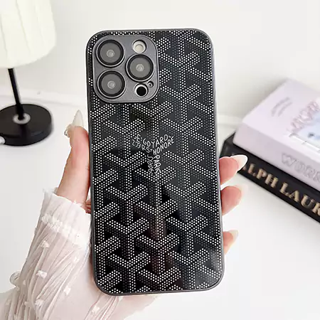 goyard iphone15/15promaxガラスケース モノグラム 亮面 防水 ブランドロゴ アイフォン16 16pro ケース