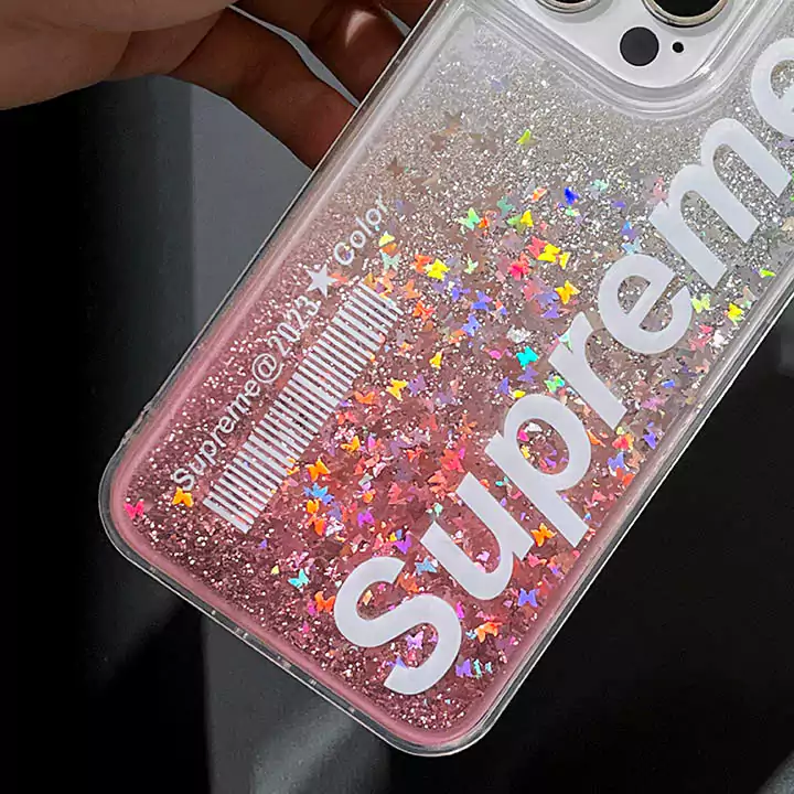 女性愛用グリッター流砂殻supreme iphone 16 ケース  ファッションクリアシュプリー iphone 16 pro スマホケースコピー販売