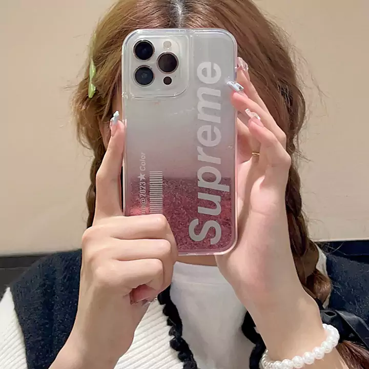 女性愛用グリッター流砂殻supreme iphone 16 ケース  ファッションクリアシュプリー iphone 16 pro スマホケースコピー販売