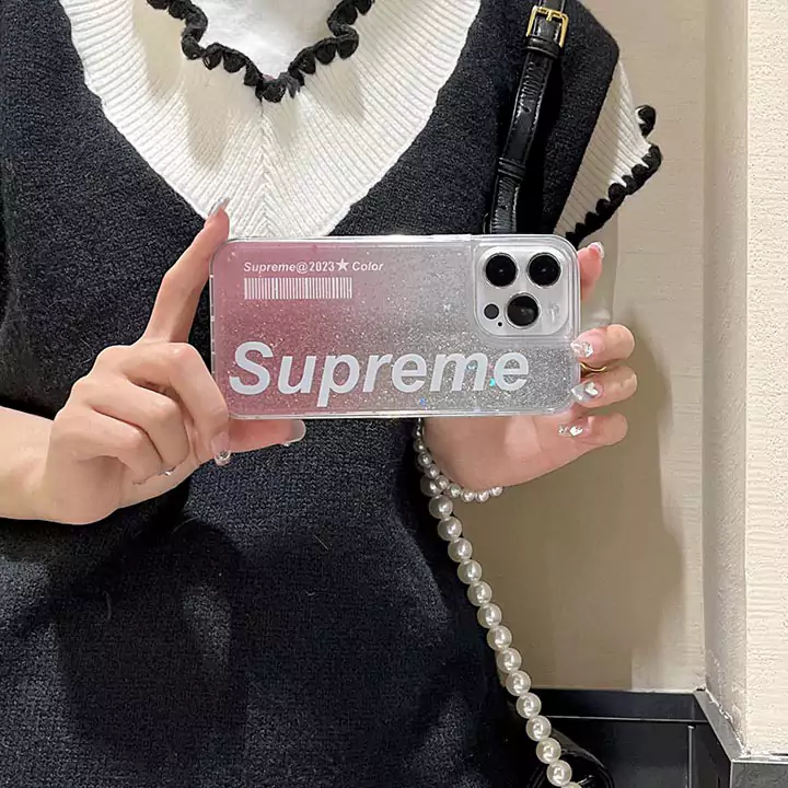 女性愛用グリッター流砂殻supreme iphone 16 ケース  ファッションクリアシュプリー iphone 16 pro スマホケースコピー販売