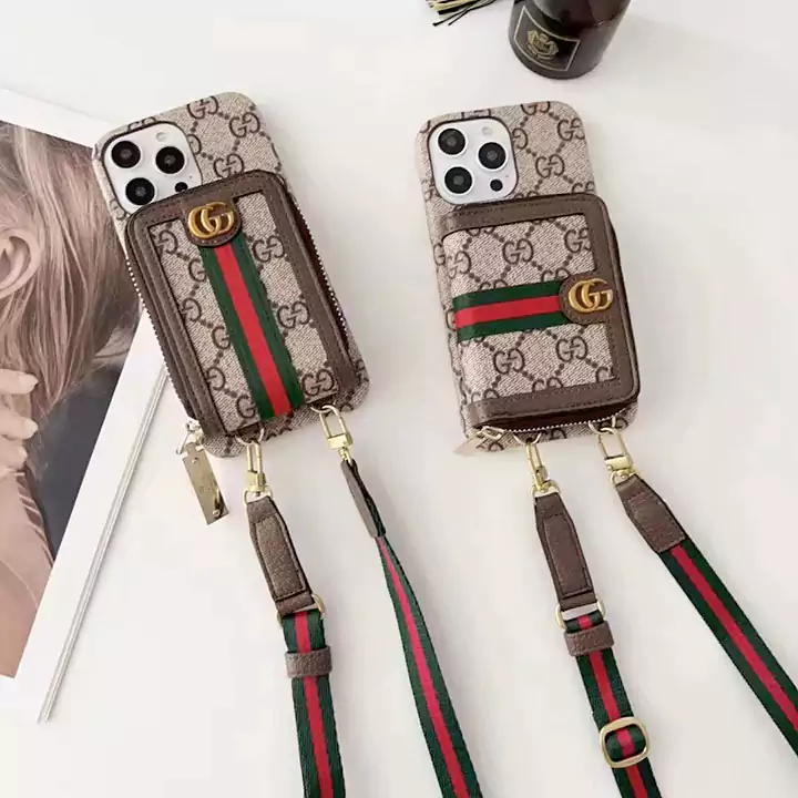 ファッション多機能メタルロゴGucci iphone 15 スマホケース耐衝撃レザー 斜めがけブランド柄グッチ iphone 6スマホケースカード収納